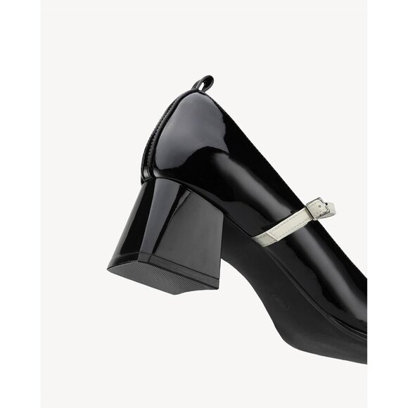 🆕Women's Black Mary Jane Pumps - Low Block Heel, Square Toe, Adjustable Strap - Picture 4 of 5